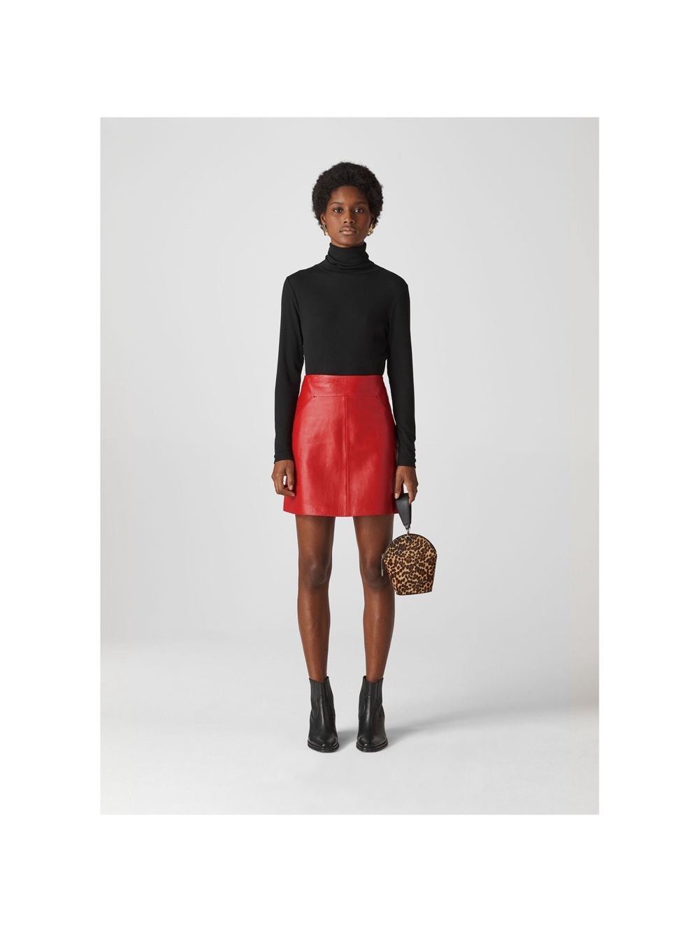 Vintage 90s Firenze Santa Barbara Red Leather Skirt